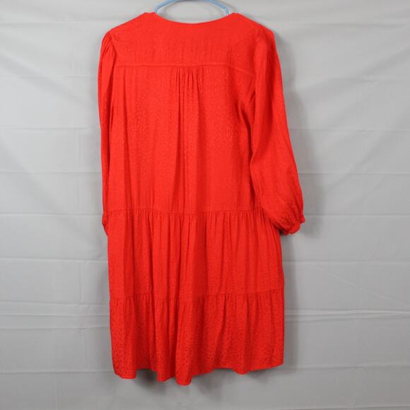 Nation Ltd Dress Medium Liza Trapeze Mini Tiered Cottagecore Boho Babydoll Red - Picture 5 of 11